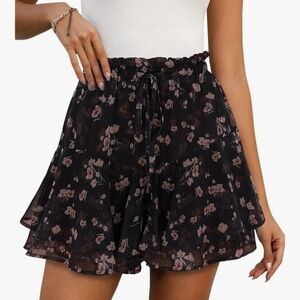 Amazon - Floral Black Ruffle Skort